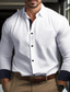 cheap Business Casual Shirts-Men&#039;s Shirt Dress Shirt Black White Navy Blue Long Sleeve Polka Dot Lapel Spring &amp;  Fall Office &amp; Career Wedding Party Clothing Apparel Patchwork