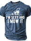 cheap Men&#039;s Graphic Tshirts-Graphic I&#039;m Sexy and I Mow It Retro Vintage Casual Street Style Men&#039;s 3D Print T shirt Tee Sports Outdoor Holiday Going out T shirt Blue Brown Green Short Sleeve Crew Neck Shirt Spring &amp; Summer