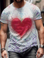 billiga Grafisk T-shirt för män-Hjärta Grafisk Knytbatik Dagligen Designer Ledigt Herr 3D-tryck T-shirt Alla hjärtans dag Helgdag Utekväll alla hjärtans dag T-shirt Rodnande Rosa Röd Purpur Kortärmad Rund hals Skjorta Vår &amp; sommar
