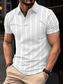 cheap Classic Polo-Men&#039;s Polo Shirt Work Street Turndown Short Sleeves Stripes Basic Summer Loose Fit White khaki Polo Shirt