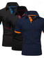 voordelige klassieke polo-Voor heren POLO Shirt Golfshirt Casual Sport Revers Korte mouw Modieus Basic Effen Kleur Lapwerk 3-stuks Zomer Normale pasvorm Grijs+zwart+marineblauw Blauw+Wijn+Marineblauw Grijs+oranje+wijn