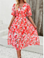 cheap Casual Floral Dresses-Women&#039;s Casual Dress Floral Print V Neck Midi Dress Ethnic Boho Vacation Short Sleeve Summer