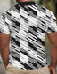 olcso Grafikai mintás póló-Geometria Férfi Üzleti alkalmi 3D Nyomtatott POLO trikó Gofris pólóing Utca Viseljen dolgozni Hétköznapi viselet Gofri szövet Rövid ujjú Térfogatcsökkenés Pólóingek Fekete Tengerészkék Nyár S M L