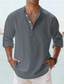 abordables camisas casuales de los hombres-Hombre Camisa camisa de lino Camisa de verano Camisa de playa Negro Blanco Rosa Manga Larga Plano Escote Chino Primavera verano Hawaiano Festivos Ropa Básico