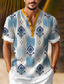 baratos Camisas Estampadas Masculinas-padrões étnicos resort masculino estilo havaiano camisa henley impressa em 3D camisa casual uso diário férias saindo primavera e verão gola manga curta rosa, azul, laranja camisa s, m, l