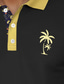 cheap Graphic Polo-Palm Tree Men&#039;s Resort Hawaiian 3D Print Waffle Polo Shirt Holiday Vacation Beach Waffle Fabric Short Sleeve Turndown Polo Shirts Black White Summer S M L Micro-elastic Lapel Polo