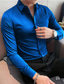 voordelige casual herenoverhemden-Voor heren Overhemd Satijnen overhemd Overhemd met knopen Normaal shirt Zwart Wit Wijn Marineblauw Groen Lange mouw Effen Revers Dagelijks Vakantie Kleding Satijn Modieus Casual Comfortabel