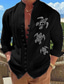 Χαμηλού Κόστους Ανδρικά πουκάμισα με στάμπα-Ανδρικά Πλένεται βαμβακερό ύφασμα Γραφικό πουκάμισο Χελώνα Στάμπα Κουμπί-Κάτω Μακρυμάνικο Όρθιος γιακάς Μαύρο, Λευκό, Ανθισμένο Ροζ Πουκάμισο Καθημερινά Ρούχα Εξόδου Σαββατοκύριακο