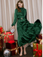 cheap Party Dress-Green Elegant Party/Wedding Guest Ruffle Belted Tied Neck Long Sleeve Maxi Dress dress to impress Christmas Dress 2024