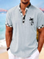 tanie Męskie koszule z nadrukiem-plaid palma kokosowa męska ośrodek wypoczynkowy hawajska 3d print koszula henley koszula zapinana na guziki koszula letnia koszula wakacje wakacje wychodzisz wiosna &amp; letni kołnierzyk stójkowy