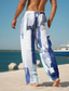 tanie Męskie spodnie plus size-cieniowanie męskie spodnie typu casual z nadrukiem 3D spodnie elastyczny pas sznurek luźny krój proste nogawki letnie spodnie plażowe od s do 3xl