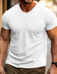 cheap Men&#039;s Casual T-shirts-Men&#039;s T shirt Tee Waffle Knit Tee Tee Top Plain V Neck Street Vacation Short Sleeves Clothing Apparel Fashion Designer Basic