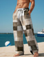 Χαμηλού Κόστους Ανδρικά Plus Size Bottoms-καρό μπλοκ ανδρικό resort 3d printed casual παντελόνι παντελόνι ελαστικό κορδόνι μέσης χαλαρή εφαρμογή ίσιο καλοκαιρινό παντελόνι παραλίας s έως 3xl