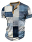voordelige Mannen grafische Tshirt-Ruitjes Namaak patchworkpatroon Modieus Dagelijks Casual Voor heren 3D-afdrukken Henley-shirt Wafel T-shirt Buitensporten Casual Dagelijks T-shirt blauw Bruin Groen Korte mouw Henley Overhemd Lente