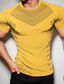 cheap Men&#039;s Active Tees &amp; Tanks-Men&#039;s T shirt Tee Gym Shirt Fitness Tops Crew Neck Short Sleeve Sport Casual Daily Gym Quick dry Breathable Soft Color Block Black Yellow Activewear Fashion Basic