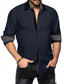 billige mænds fritidsskjorter-Herre Skjorte Button Up skjorte Casual skjorte Hvid Navyblå Grøn Langærmet Farveblok Knaphul Daglig Ferierejse Tøj Afslappet Bekvem Smart Casual