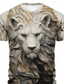 preiswerte Männer Grafik Tshirt-Animal Lion Designer Herren-T-Shirt im Subkultur-Stil mit 3D-Druck, T-Shirt, Sport, Outdoor, Urlaub, Ausgehen, T-Shirt, hellbraun, hellviolett, lila, kurzärmeliges T-Shirt mit Rundhalsausschnitt, Frühling und Sommer