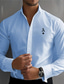 preiswerte Business-Casual-Hemden-Poker Business-Casual Herren Bedruckte Hemden Strasse Tragen Sie, um zu arbeiten Freizeitskleidung Frühling Sommer Umlegekragen Langarm Weiß, Blau S, M, L 4-Wege-Stretchgewebe Hemd