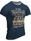 cheap Men&#039;s Graphic Tshirts-Father&#039;s Day papa shirts If You Mess with Me You Better Run Men&#039;s Street Style 3D Print T shirt Tee Sports Outdoor Holiday Going out T shirt Black Navy Blue Khaki Short Sleeve Crew Neck Shirt Spring
