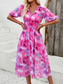 cheap Casual Floral Dresses-Women&#039;s Casual Dress Floral Print V Neck Midi Dress Ethnic Boho Vacation Short Sleeve Summer