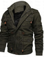 cheap Men&#039;s Jackets &amp; Coats-Men&#039;s Bomber Jacket Winter Jacket Winter Regular Solid Colored Drawstring Basic Daily Fleece Lining Warm Army Green Khaki Black