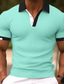 billiga klassisk polo-Herr POLO Shirt Sport Polo Ledigt Sport Ribbstickad polokrage Kortärmad Mode Grundläggande Ensfärgat Klassisk Stil Sommar Normal Svart Vit ljusgrön Röd Ljusblå POLO Shirt