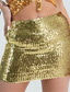 cheap Mini Skirt-Women&#039;s Skirt Bodycon Sparkly Skirt Mini Skirts Sequins Solid Colored Performance Party Summer Polyester Fashion Sexy Black Silver Golden Red