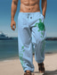 levne plátěné kalhoty-zvířecí želva havajská ležérní pánské elastické stahovací kalhoty kalhoty kalhoty s rovnými nohavicemi venkovní denní nošení streetwear 20% len elastické kalhoty do středního pasu