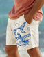 levne Pánské kraťasy-zvířecí žralok potištěné pánské bavlněné šortky letní havajské šortky plážové šortky stahovací šňůrka v pase pohodlí prodyšné krátké venkovní dovolená jít ven směs bavlny móda ležérní bílá armáda