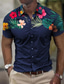cheap Men&#039;s Printed Shirts-Floral Men&#039;s Business Casual 3D Printed Shirt Outdoor Street Wear to work Summer Turndown Short Sleeves Black Burgundy Navy Blue S M L 4-Way Stretch Fabric Shirt
