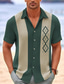 cheap Men&#039;s Printed Shirts-Stripe Casual Men&#039;s Shirt Daily Wear Going out Weekend Summer Turndown Short Sleeves Navy Blue, Brown, Green S, M, L 4-Way Stretch Fabric Shirt