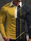cheap Graphic Polo-Geometry Men&#039;s Business 3D Print Polo Shirt Zip Polo Outdoor Casual Daily Streetwear Polyester Long Sleeve Turndown Zip Polo Shirts Yellow Red Spring S M L Micro-elastic Lapel Polo