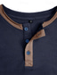 billige Casual T-skjorter for menn-Herre Henly-skjorte Vaffelstrikket T-skjorte T-skjorte Fargeblokk Henley Gate Feriereise Kort Erme Lapper Klær Mote Designer Grunnleggende