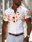 cheap Men&#039;s Printed Shirts-Geometry Men&#039;s Business Casual 3D Printed Shirt Outdoor Street Wear to work Summer Turndown Short Sleeves White Blue Orange S M L 4-Way Stretch Fabric Shirt