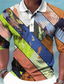 preiswerte Grafik Polo-Farbblock Geometrie Herren Resort 3D Bedruckt Poloshirt Outdoor Festtage Urlaub Piqué-Poloshirt Langarm Umlegekragen Polo-Shirts Gelb Blau Frühling Sommer S M L Mikro-elastisch Revers-Polo