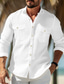 cheap Men&#039;s Linen Shirts-Men&#039;s Shirt Linen Shirt Button Up Shirt Summer Shirt Beach Shirt Black White Blue Long Sleeve Plain Lapel Spring &amp; Summer Casual Daily Clothing Apparel Pocket