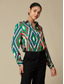 cheap Shirts,Tops &amp; Blouses-Satin Geometric Print Casual Shirt