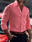 baratos camisas masculinas casuais-Homens Camisa Social camisa de botão Camisa casual Preto Vermelho Azul Manga Longa Riscas Lapela Diário Férias Roupa Casual Confortável Informal mas elegante