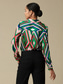 cheap Shirts,Tops &amp; Blouses-Satin Geometric Print Casual Shirt