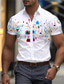 cheap Men&#039;s Printed Shirts-Geometry Men&#039;s Business Casual 3D Printed Shirt Outdoor Street Wear to work Summer Turndown Short Sleeves White Blue Orange S M L 4-Way Stretch Fabric Shirt