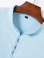 voordelige heren linnen overhemden-Voor heren linnen overhemd Overhemd Popover-shirt Strand hemd Zwart Wit blauw Lange mouw Effen Opstaand Lente zomer Casual Dagelijks Kleding