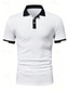 cheap Classic Polo-Men&#039;s Polo Shirt Golf Shirt Casual Sports Lapel Ribbed Polo Collar Short Sleeve Fashion Basic Color Block Patchwork Summer Regular Fit Black White Red Blue Brown Green Polo Shirt