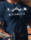 preiswerte Männer Grafik Tshirt-No Pain No Gain bedrucktes T-Shirt für Herren, grafisches Baumwoll-T-Shirt, sportliches klassisches Hemd, kurzärmlig, bequemes T-Shirt, Straße, Urlaub, Sommer, Modedesigner-Kleidung