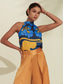 cheap Shirts,Tops &amp; Blouses-Women&#039;s Geometic Flower / Plants Vacation Weekend Sleeveless Blue Ruched Tie back / Tie front Sleeveless Blouses Tied Neck Summer