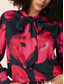 cheap Women&#039;s Graphic Tops-Women&#039;s Tie Bow Neck Stain Blouse Watercolor Floral Print Blouson-sleeve Shirt for Spring &amp; Fall