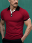 cheap Classic Polo-Men&#039;s Polo Shirt Golf Shirt Casual Sports Lapel Ribbed Polo Collar Short Sleeve Fashion Basic Color Block Patchwork Summer Regular Fit Black White Red Blue Brown Green Polo Shirt