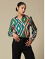 cheap Shirts,Tops &amp; Blouses-Satin Geometric Print Casual Shirt