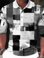 billiga Grafisk polo-Färgblock Pläd / Rutig Herr Business Casual 3D Mönster POLO Shirt Gata Klä till Jobbet Dagliga kläder Piké pikétröja Långärmad Nedvikt Polotröjor Blå Purpur Vår &amp; sommar S M L Microelastisk Lapel Polo