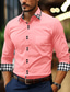 cheap Men&#039;s Casual Shirts-Men&#039;s Shirt Button Up Shirt Casual Shirt Black White Pink Wine Navy Blue Long Sleeve Plaid Color Block Lapel Daily Vacation Patchwork Clothing Apparel Fashion Casual Smart Casual
