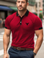 cheap Classic Polo-Men&#039;s Polo Shirt Button Up Polos Casual Sports Lapel Short Sleeve Fashion Basic Color Block Cow Patchwork Embroidered Summer Regular Fit Yellow Red Blue Green Polo Shirt